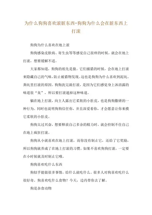 为什么狗狗喜欢滚脏东西-狗狗为什么会在脏东西上打滚