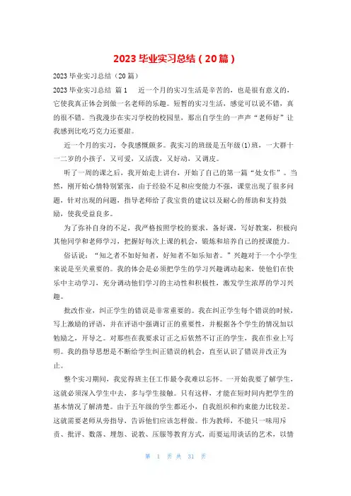2023毕业实习总结(20篇)