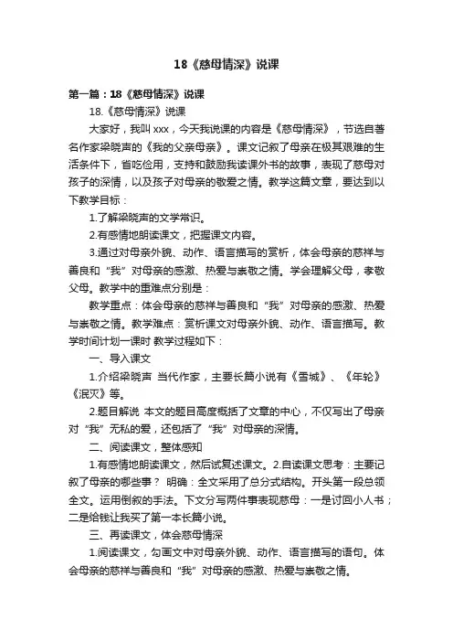 18《慈母情深》说课