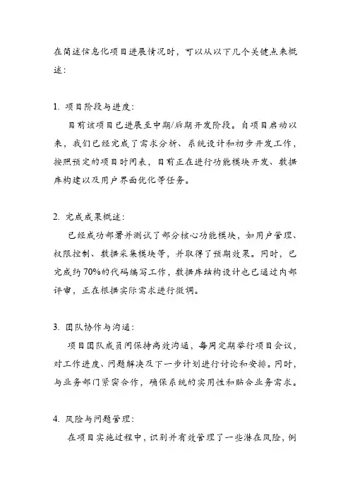 信息化项目进展情况简述