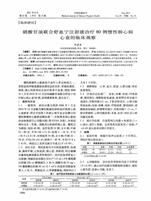 酸甘油联合舒血宁注射液治疗80例慢性肺心病心衰的临床观察