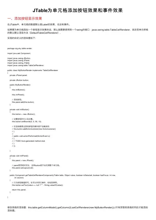 JTable为单元格添加按钮效果和事件效果
