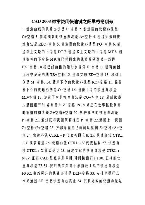 CAD2008常用快捷键