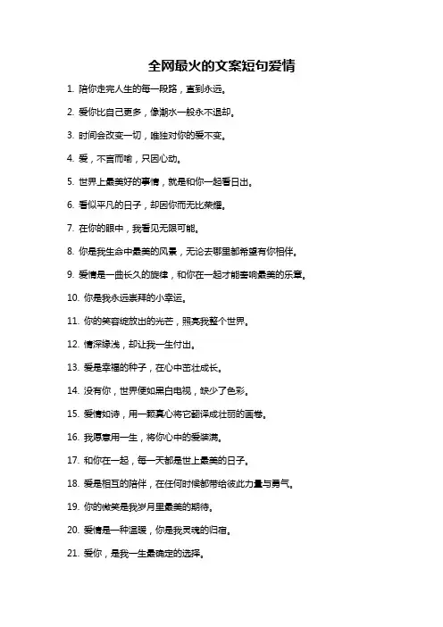 全网最火的文案短句爱情