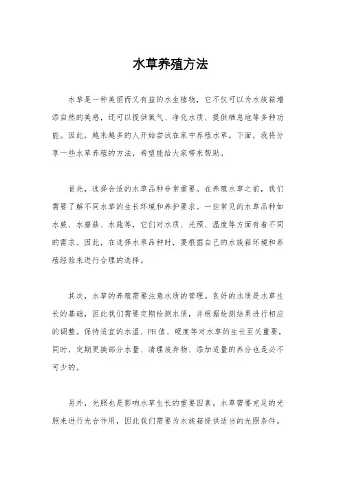 水草养殖方法