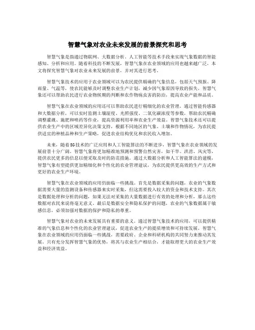 智慧气象对农业未来发展的前景探究和思考