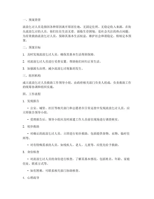 流浪乞讨人员救助工作预案