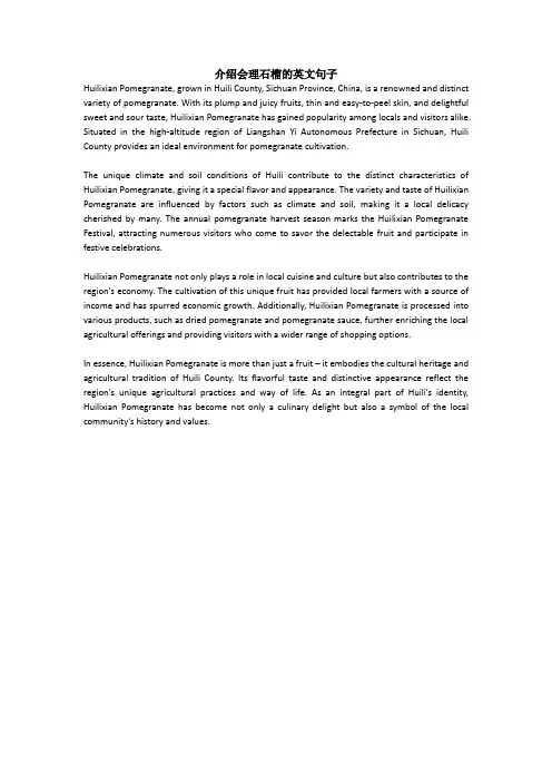 介绍会理石榴的英文句子