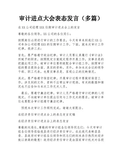 审计进点大会表态发言(多篇)