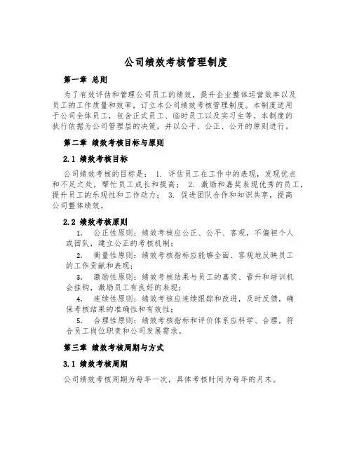 公司绩效考核管理制度