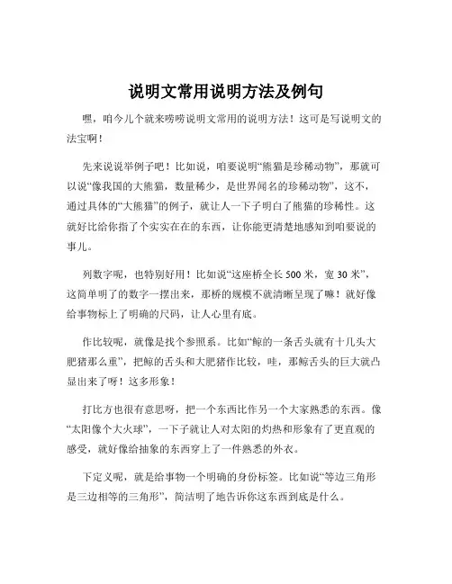 说明文常用说明方法及例句