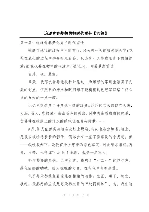 追逐青春梦想勇担时代重任【六篇】