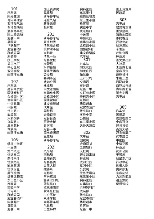 最新冠县公交线路图