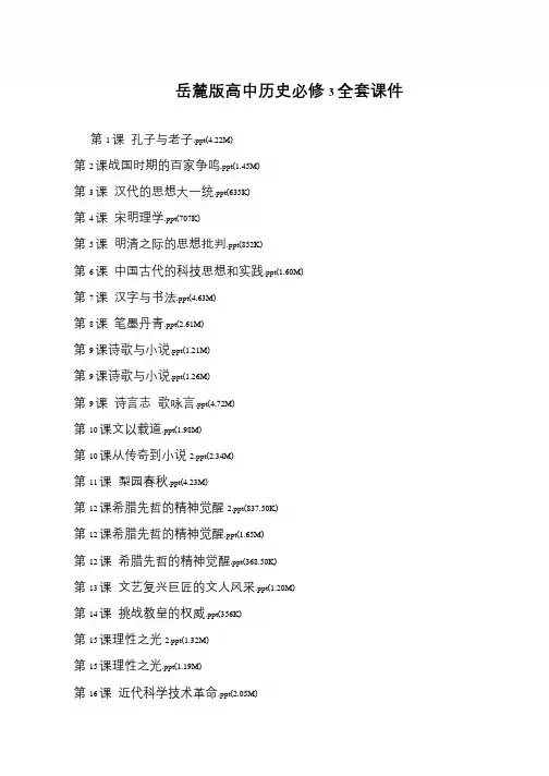 岳麓版高中历史必修3全套课件