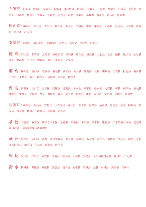 中国行政区域规划一览表