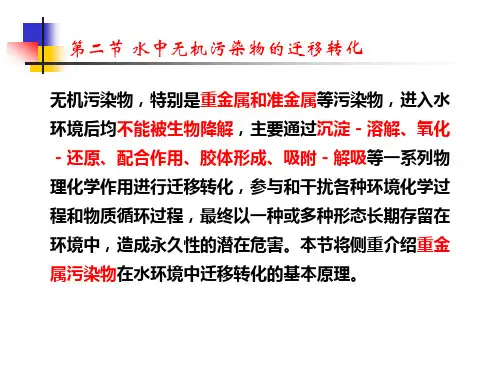 环境化学第3章水环境化学-2-无机污染物的迁移转化