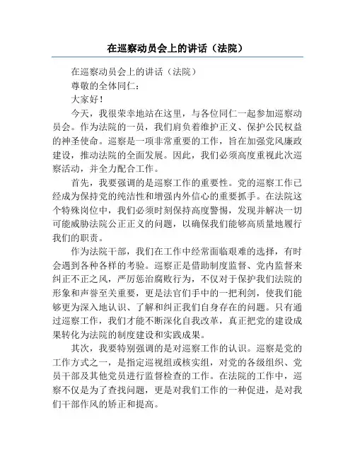 在巡察动员会上的讲话(法院)