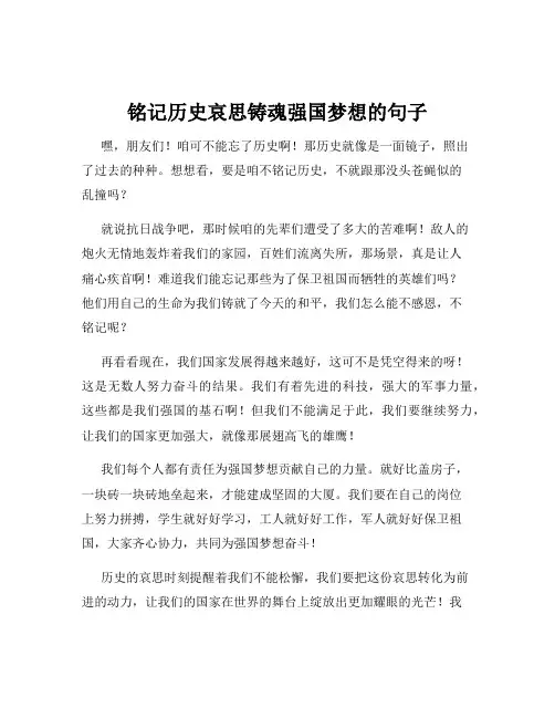 铭记历史哀思铸魂强国梦想的句子