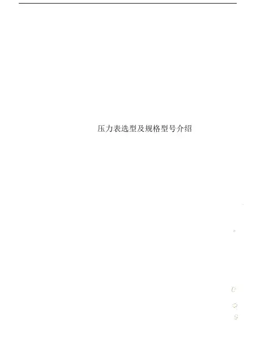 压力表选型及规格型号介绍.docx