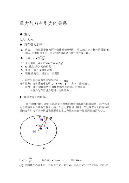 重力与万有引力的关系