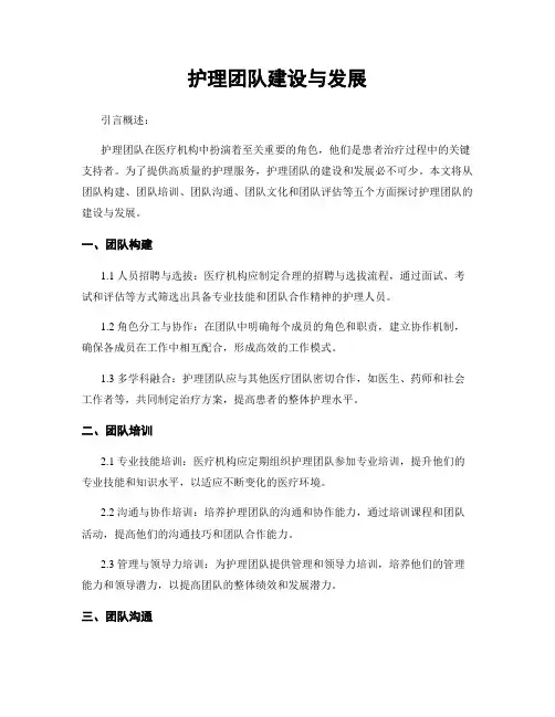 护理团队建设与发展