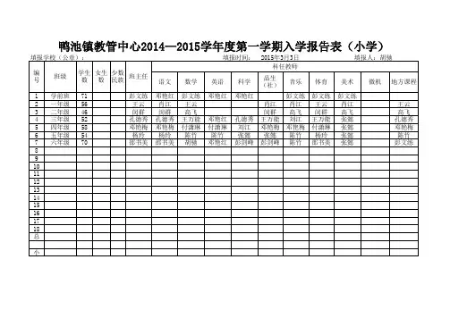 2014年入学报表(小学)