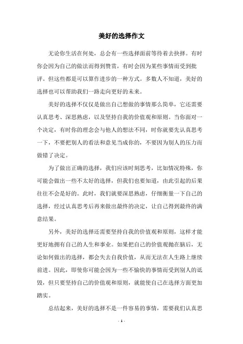 美好的选择作文