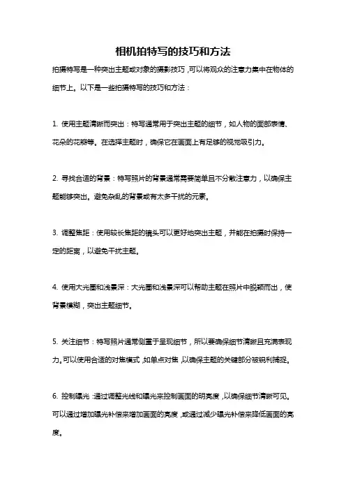 相机拍特写的技巧和方法