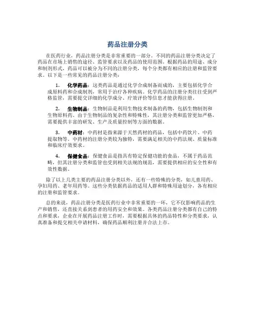 药品注册分类