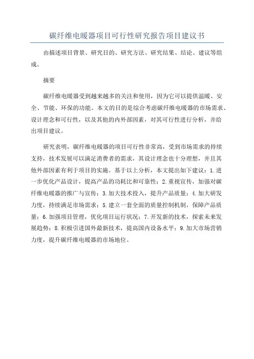 碳纤维电暖器项目可行性研究报告项目建议书