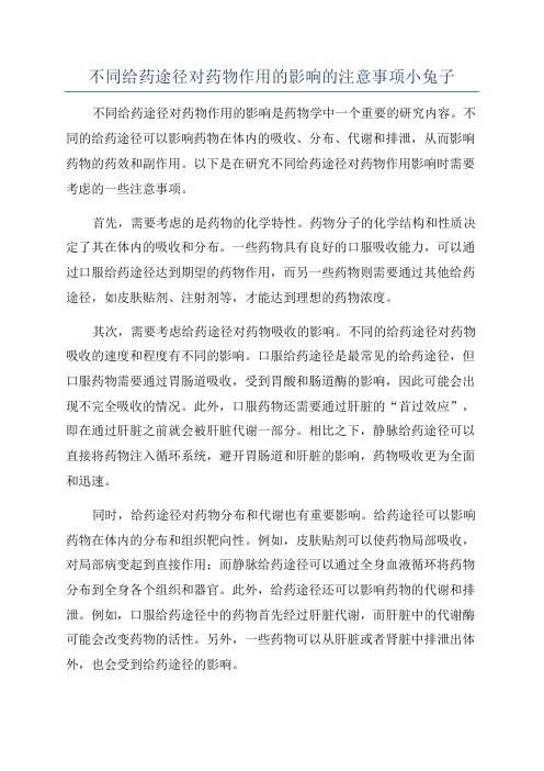 不同给药途径对药物作用的影响的注意事项小兔子