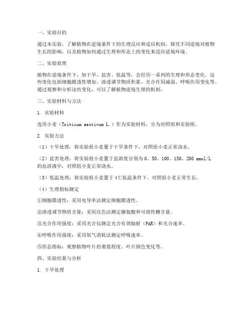 植物逆境综合实验报告
