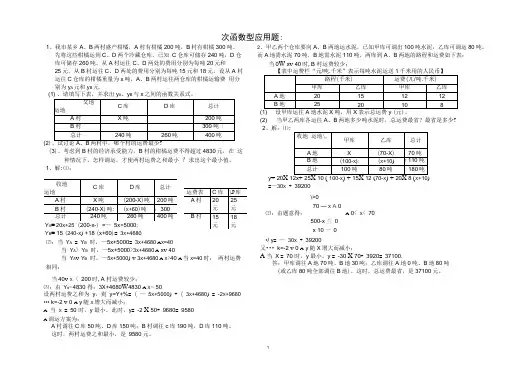 一次函数应用题专项练习(含答案).docx
