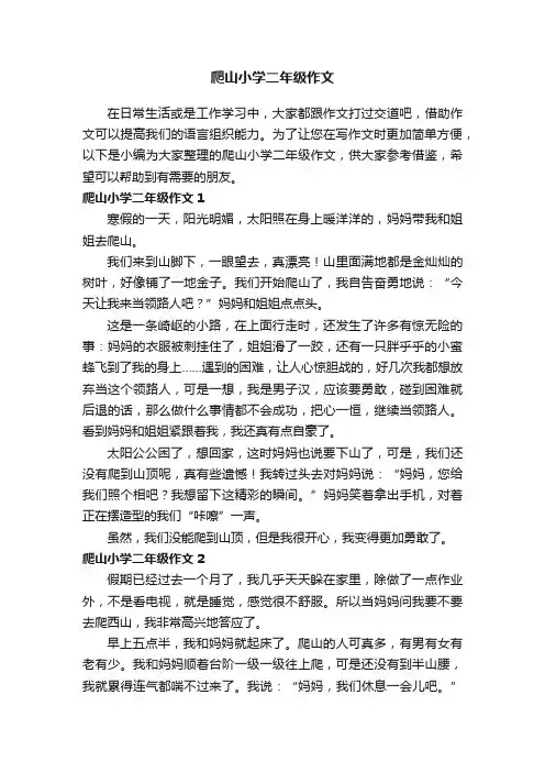 爬山小学二年级作文9篇