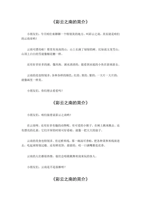 彩云之南的简介