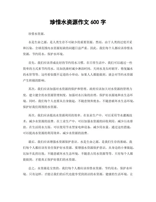 珍惜水资源作文600字