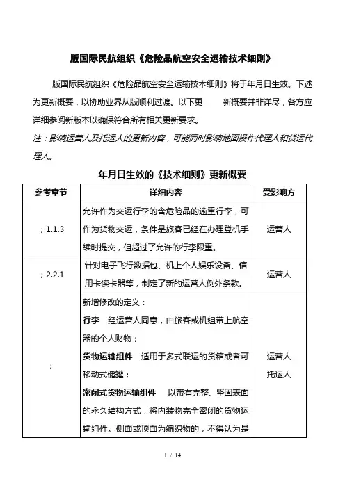 2012版国际民航组织《危险品航空安全运输技术细则》