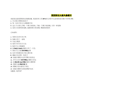 爱因斯坦头脑风暴题目