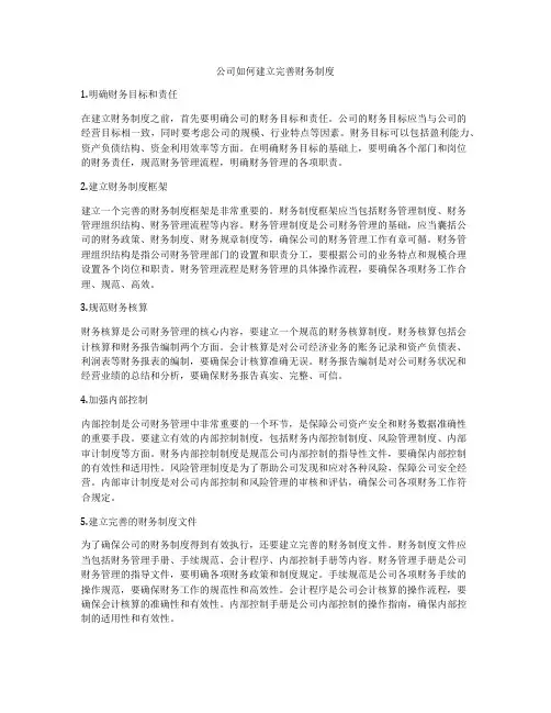 公司如何建立完善财务制度