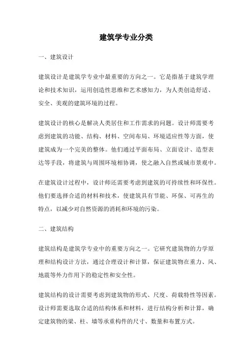 建筑学专业分类