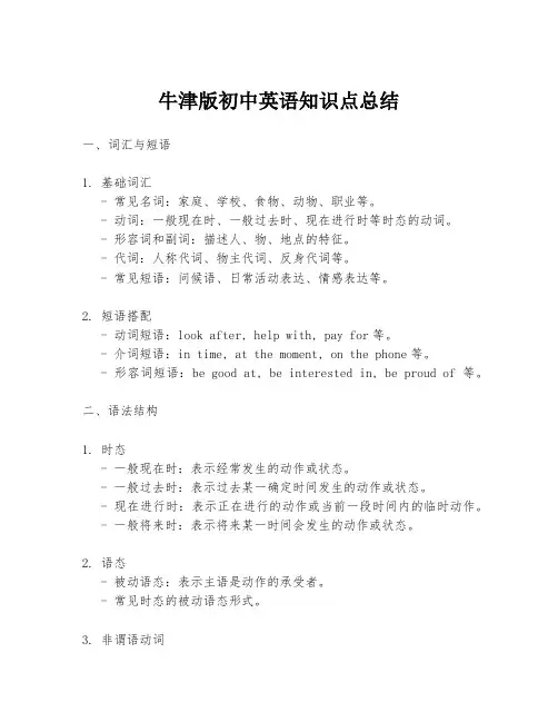 牛津版初中英语知识点总结