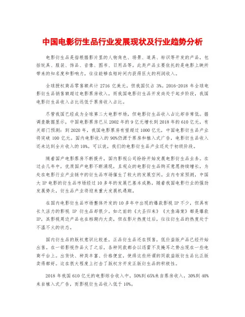 中国电影衍生品行业发展现状及行业趋势分析