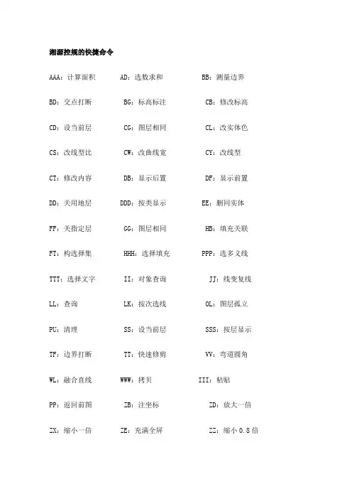 湘源控规快捷键以及相关操作