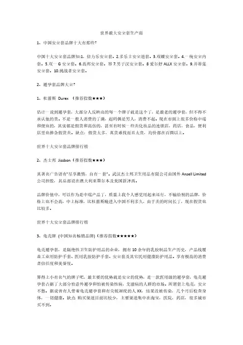 世界最大安全套生产商安全生产