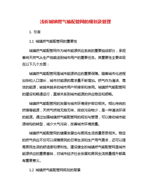 浅析城镇燃气输配管网的规划及管理