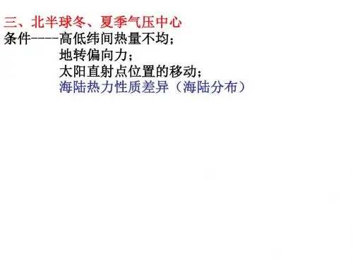 3.22北半球冬、夏季气压中心和季风环流解析