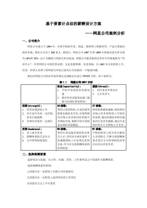 基于要素计点法的薪酬设计方案