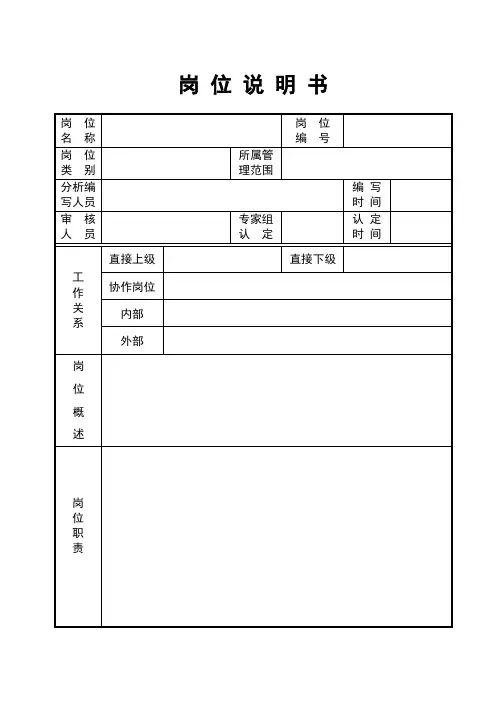 岗位说明书-----格式表