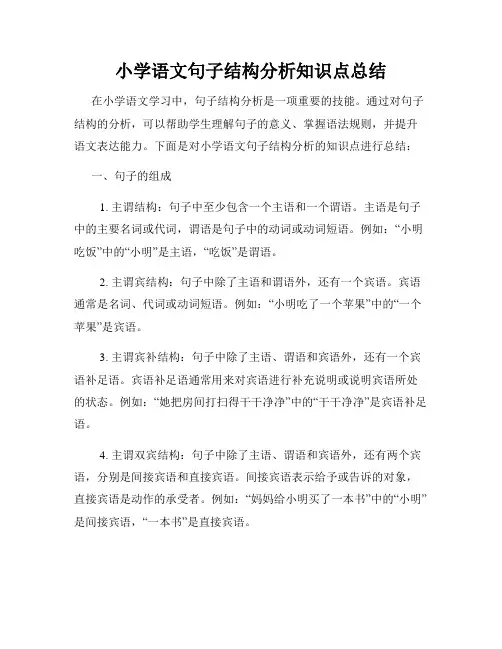 小学语文句子结构分析知识点总结