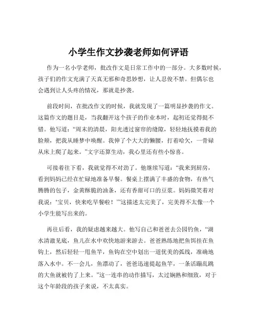 小学生作文抄袭老师如何评语